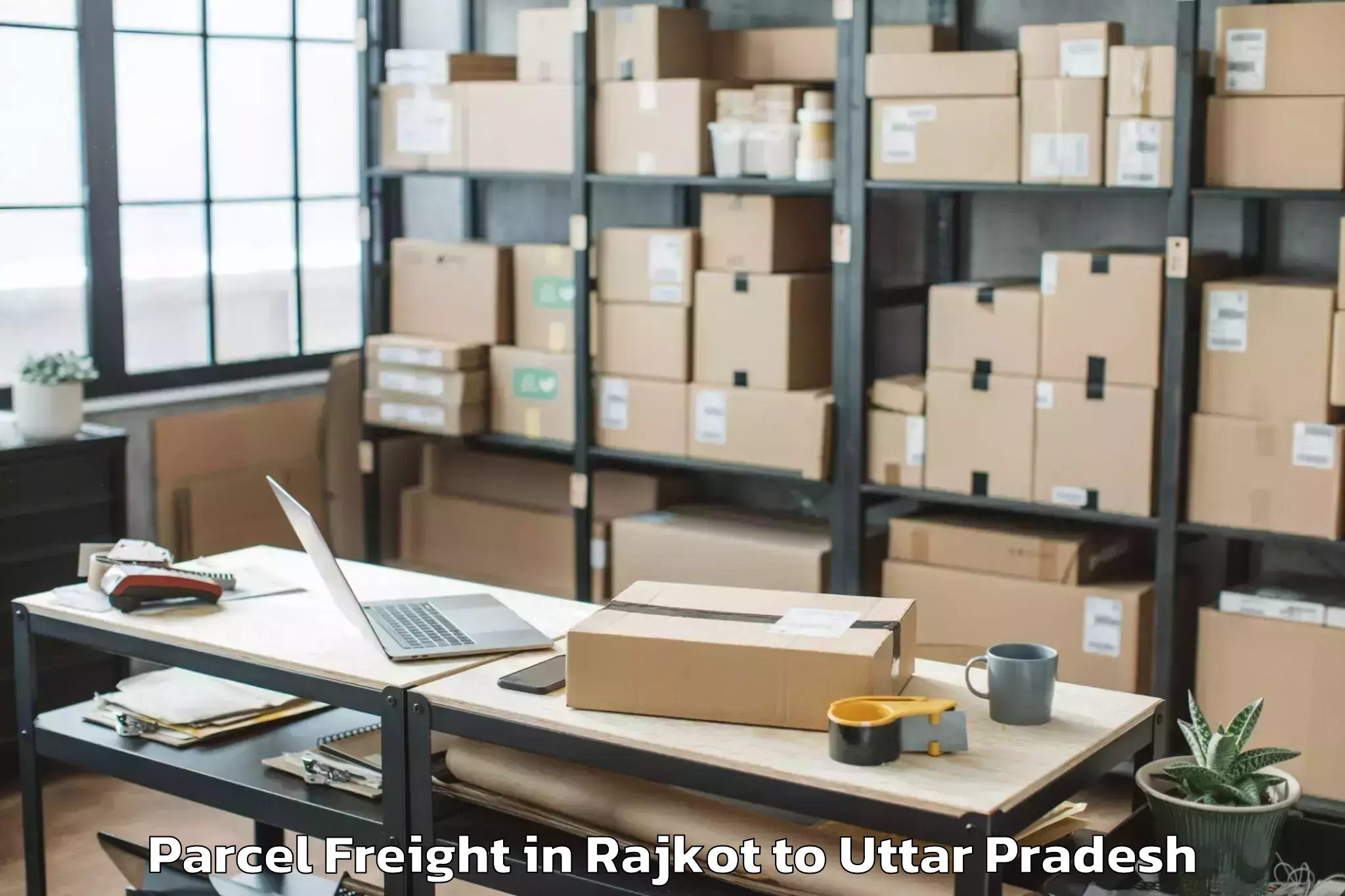 Leading Rajkot to Mahaban Parcel Freight Provider